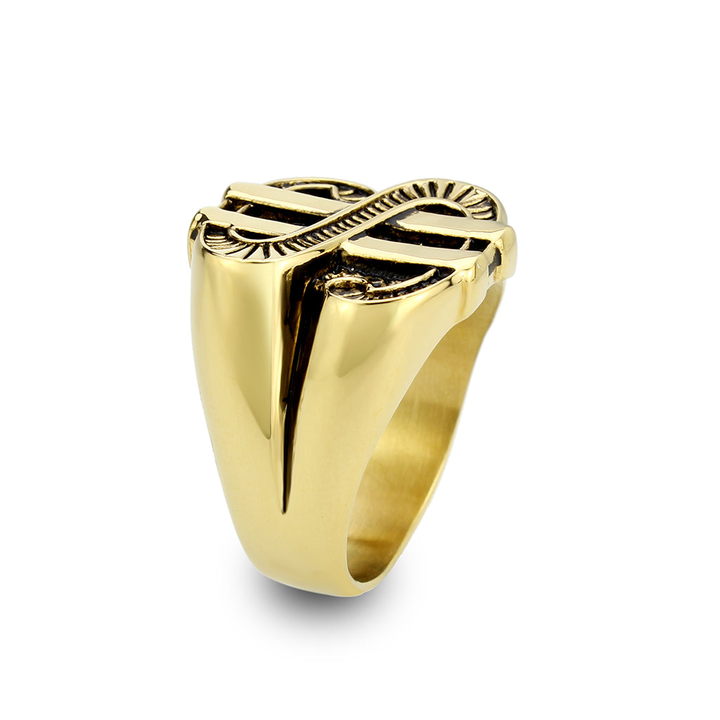 TK3907 - IP Gold(Ion Plating) Stainless Steel Ring with NoStone in Jet-3