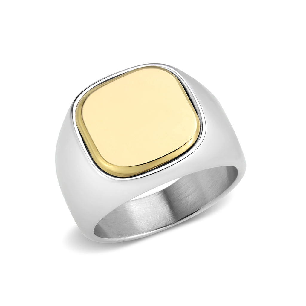 TK3909 - Two Tone IP Gold (Ion Plating) Stainless Steel Ring with NoStone in No Stone-0