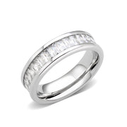 TK3914 - High polished (no plating) Stainless Steel Ring with AAA Grade CZ in Clear-0