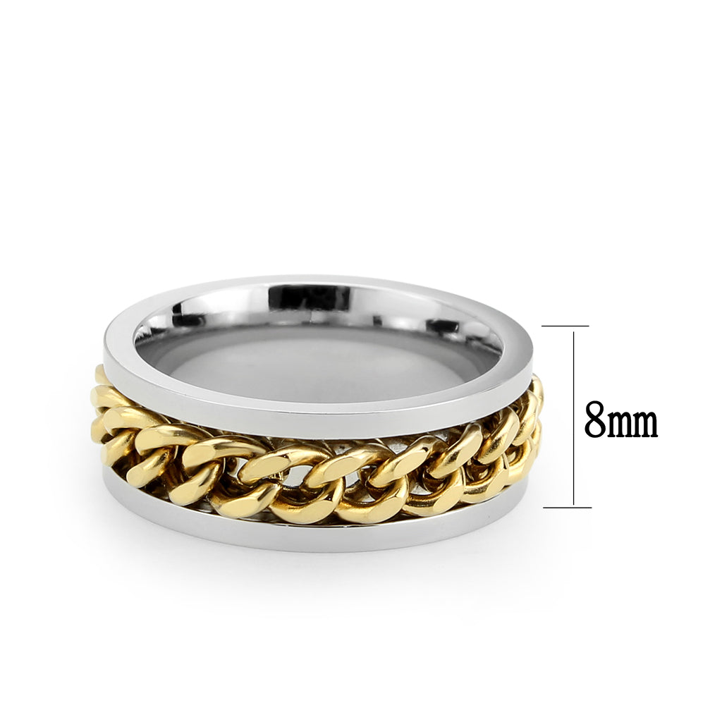 TK3915 - Two Tone IP Gold (Ion Plating) Stainless Steel Ring with NoStone in No Stone-1