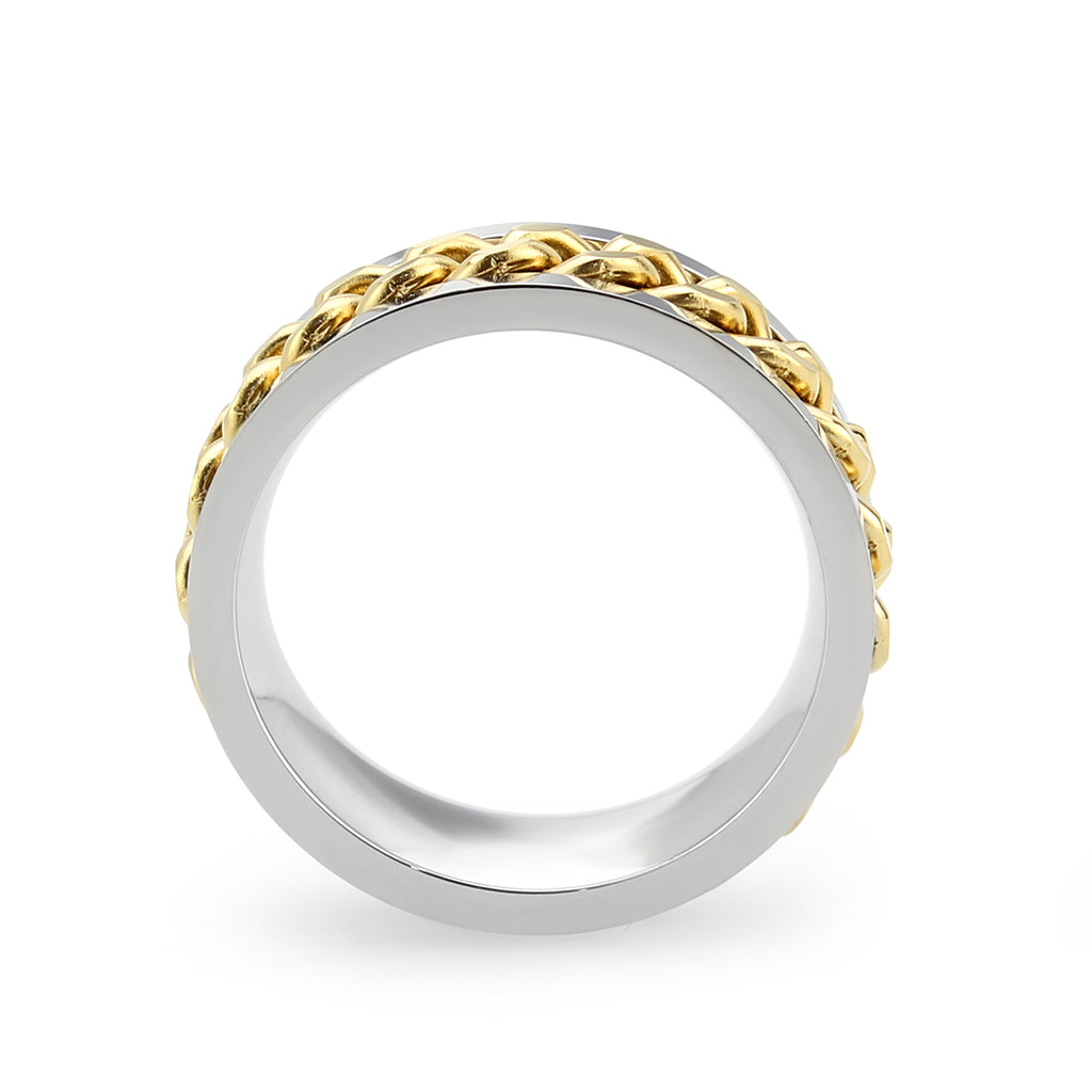 TK3915 - Two Tone IP Gold (Ion Plating) Stainless Steel Ring with NoStone in No Stone-2