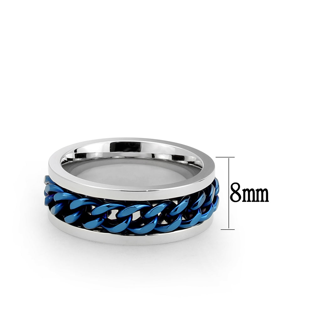 TK3916 - Two Tone IP Blue Stainless Steel Ring with NoStone in No Stone-1