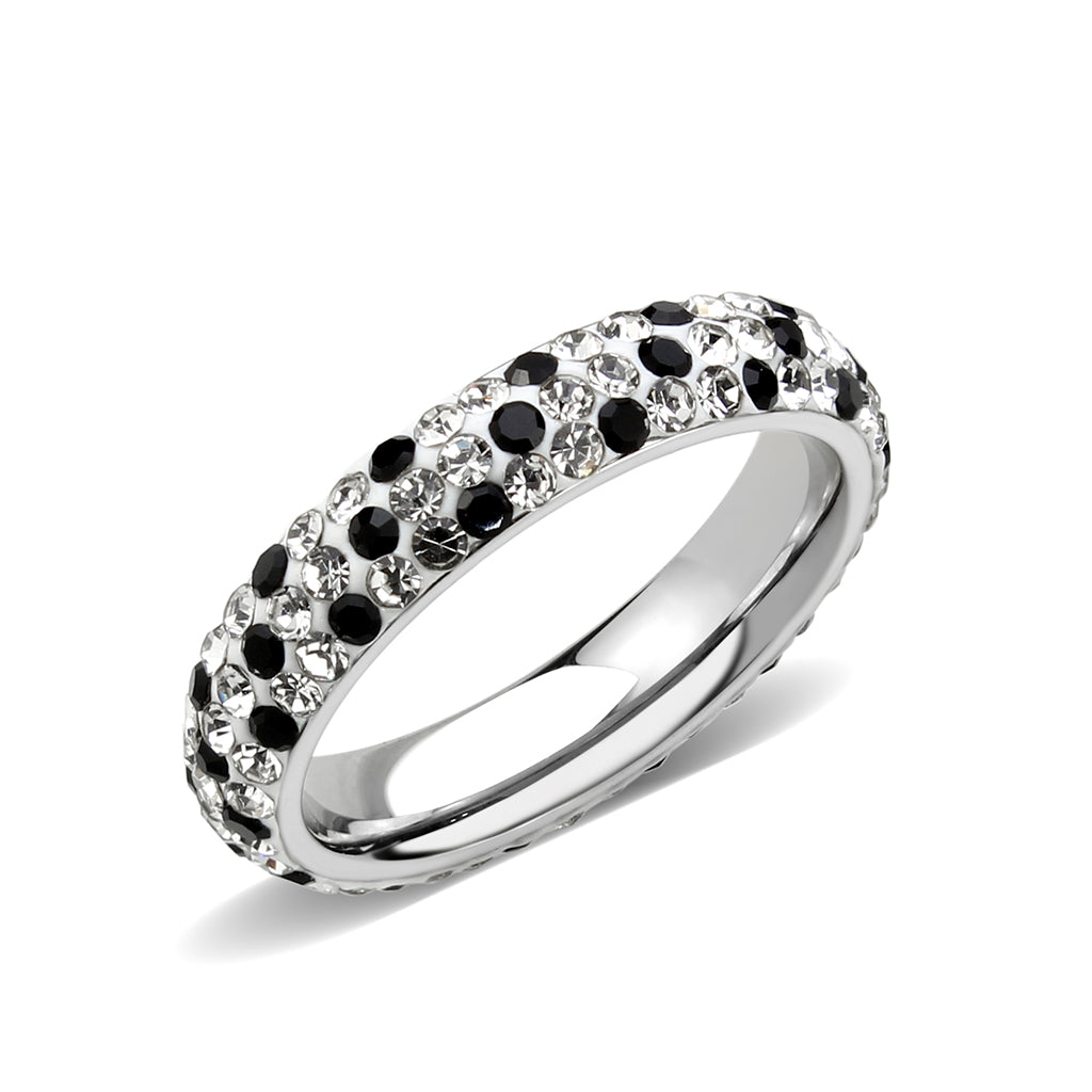 TK3917 - High polished (no plating) Stainless Steel Ring with Top Grade Crystal in MultiColor-0