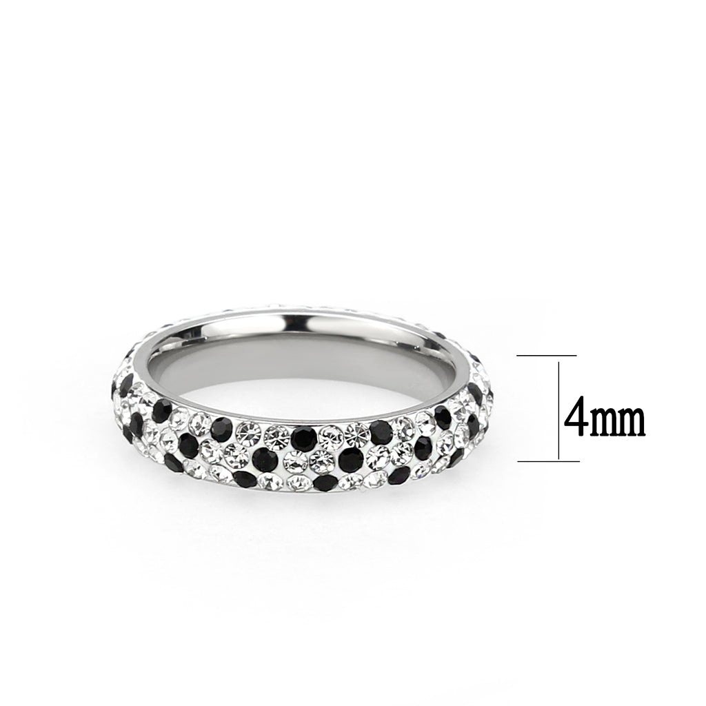 TK3917 - High polished (no plating) Stainless Steel Ring with Top Grade Crystal in MultiColor-1