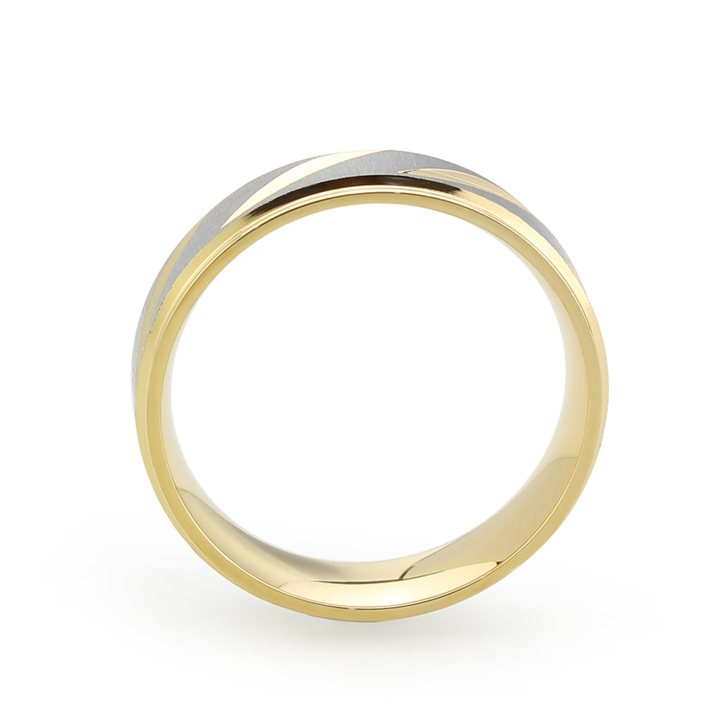 TK3919 - Two Tone IP Gold (Ion Plating) Stainless Steel Ring with NoStone in No Stone-2