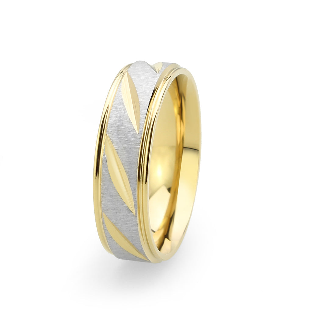 TK3919 - Two Tone IP Gold (Ion Plating) Stainless Steel Ring with NoStone in No Stone-3