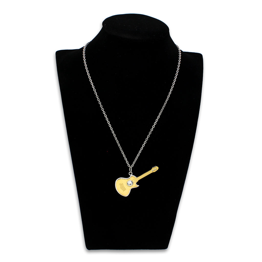 TK3934 - Two Tone IP Gold (Ion Plating) Stainless Steel Chain Pendant with Top Grade Crystal in Clear-1