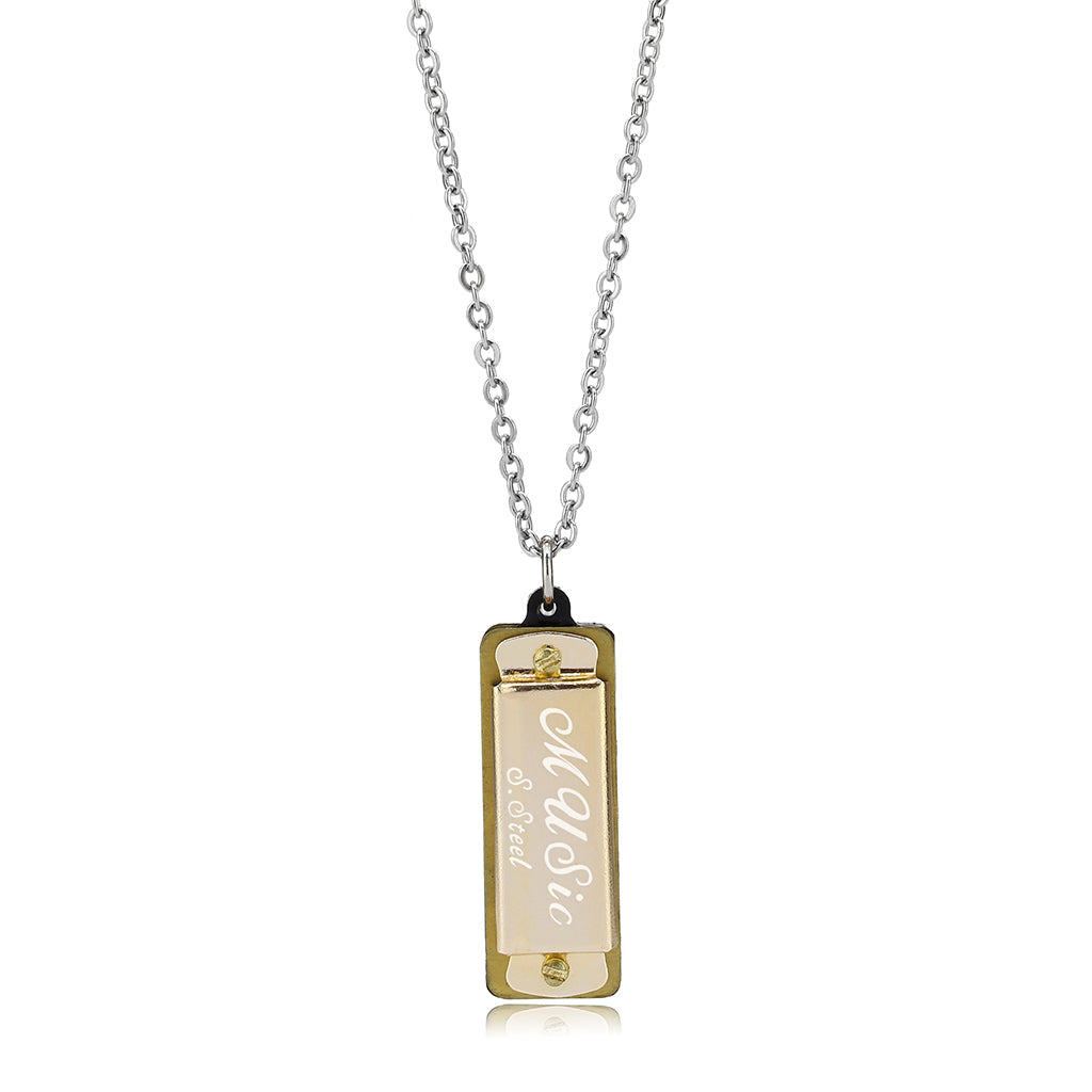 TK3937 - Two Tone IP Gold (Ion Plating) Stainless Steel Chain Pendant with NoStone in No Stone-3