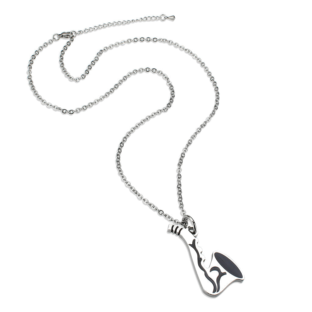 TK3938 - High polished (no plating) Stainless Steel Chain Pendant with NoStone in No Stone-2