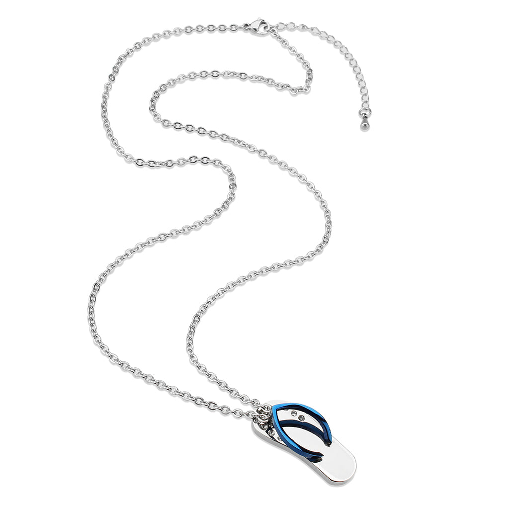 TK3940 - High polished (no plating) Stainless Steel Chain Pendant with Top Grade Crystal in Clear-2
