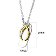 TK3941 - Two Tone IP Gold (Ion Plating) Stainless Steel Chain Pendant with Top Grade Crystal in Clear-0