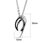 TK3942 - Two Tone IP Black Stainless Steel Chain Pendant with Top Grade Crystal in Clear-0
