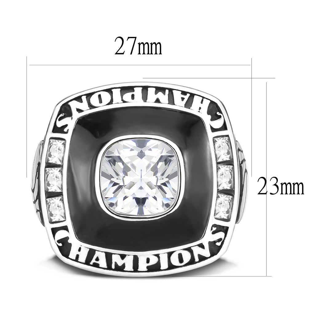 TK3944 - High polished (no plating) Stainless Steel Ring with AAA Grade CZ in Clear-1