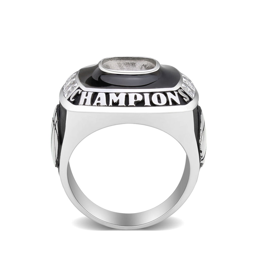 TK3944 - High polished (no plating) Stainless Steel Ring with AAA Grade CZ in Clear-2