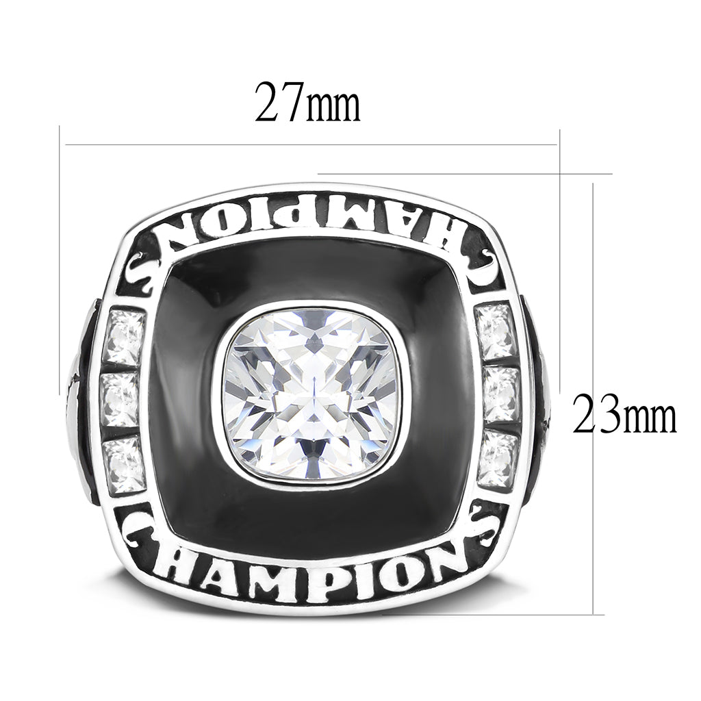 TK3945 - High polished (no plating) Stainless Steel Ring with AAA Grade CZ in Clear-1