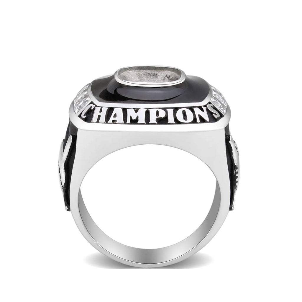 TK3945 - High polished (no plating) Stainless Steel Ring with AAA Grade CZ in Clear-2