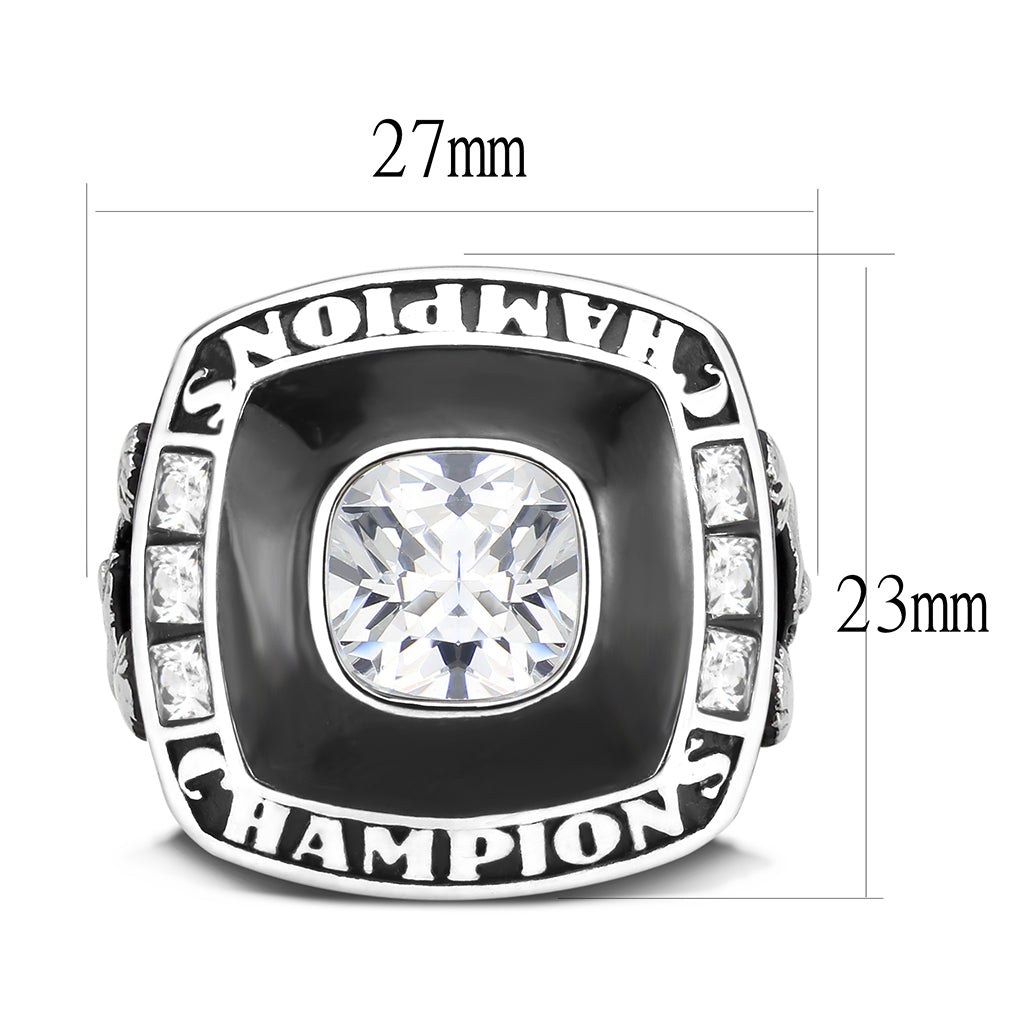 TK3946 - High polished (no plating) Stainless Steel Ring with AAA Grade CZ in Clear-1