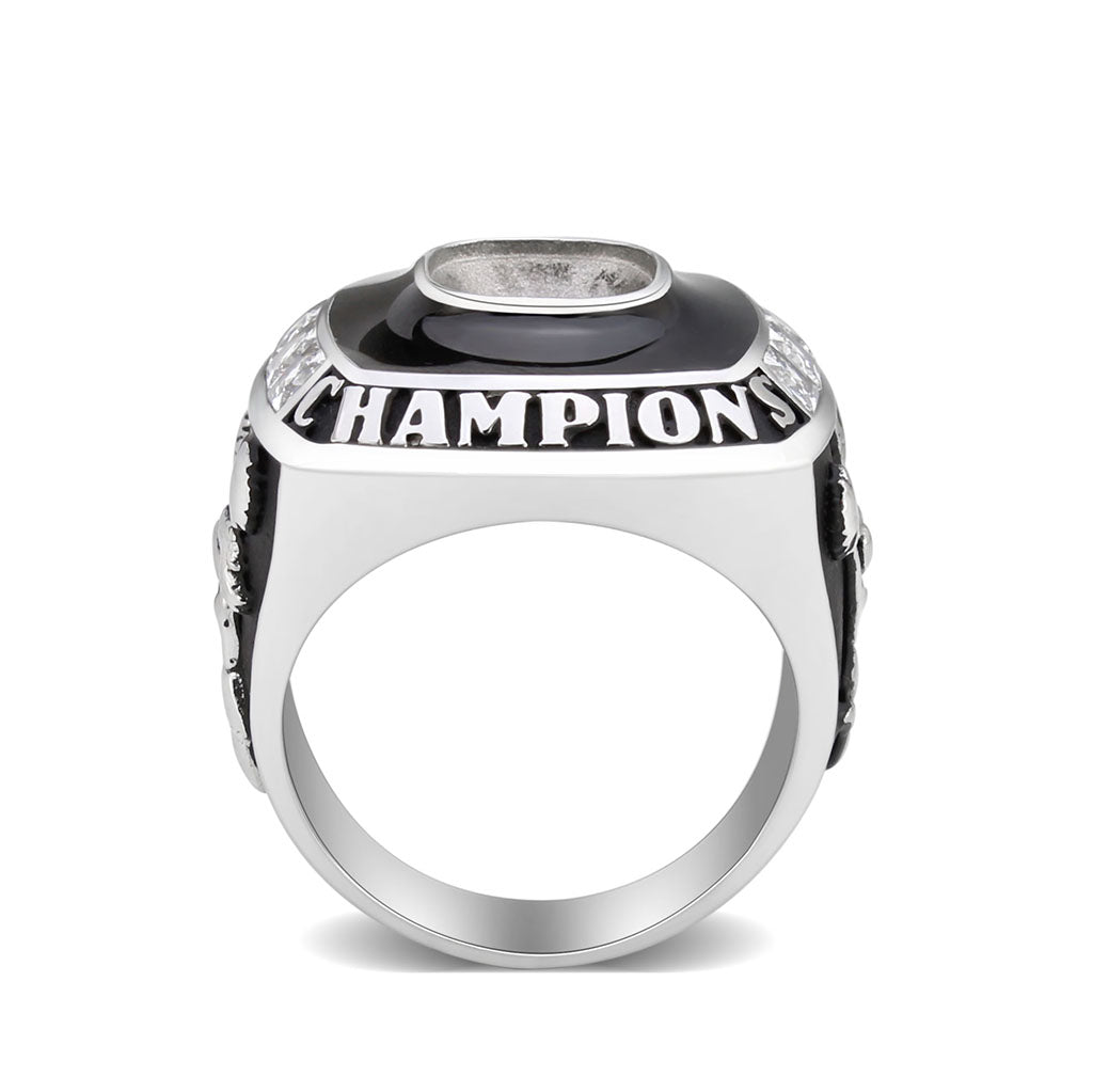 TK3946 - High polished (no plating) Stainless Steel Ring with AAA Grade CZ in Clear-2