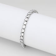 TK3948 - High polished (no plating) Stainless Steel Bracelet with AAA Grade CZ in Clear-0