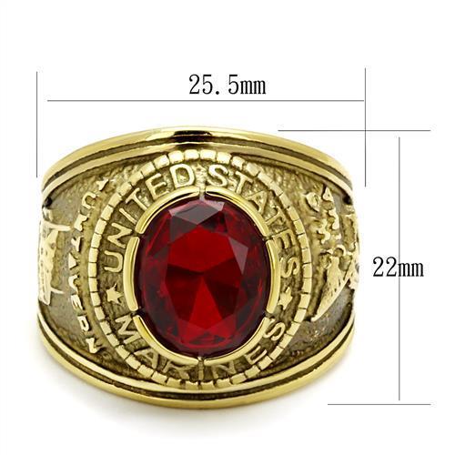 TK414703G - IP Gold(Ion Plating) Stainless Steel Ring with Synthetic Synthetic Glass in Siam-1
