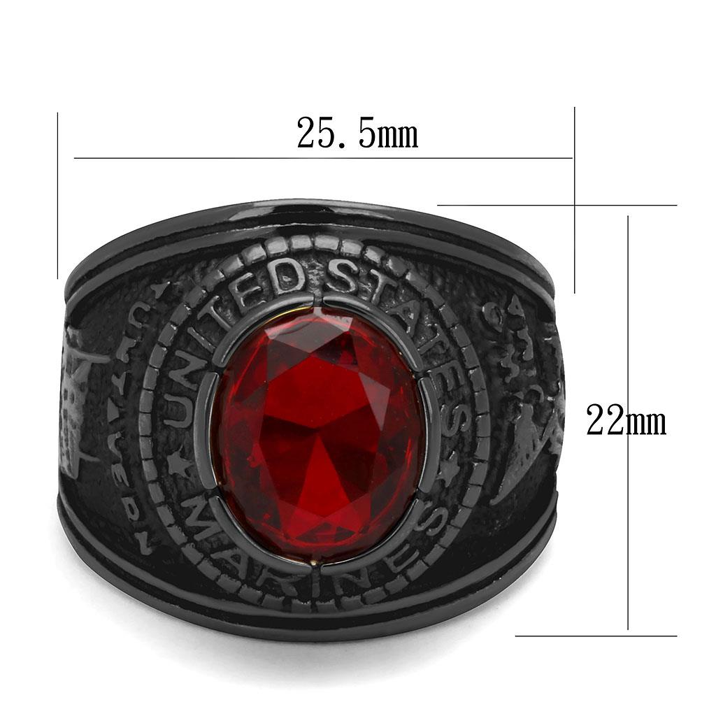 TK414703J - IP Black(Ion Plating) Stainless Steel Ring with Synthetic Synthetic Glass in Siam-1