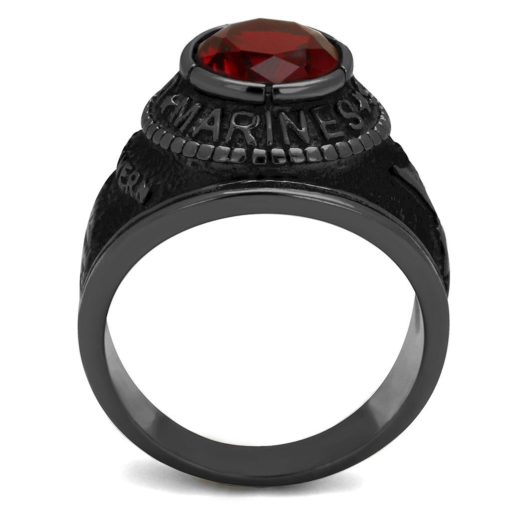 TK414703J - IP Black(Ion Plating) Stainless Steel Ring with Synthetic Synthetic Glass in Siam-2