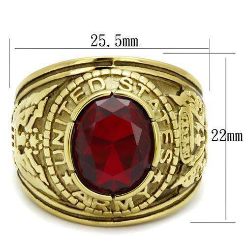 TK414706G - IP Gold(Ion Plating) Stainless Steel Ring with Synthetic Synthetic Glass in Siam-1