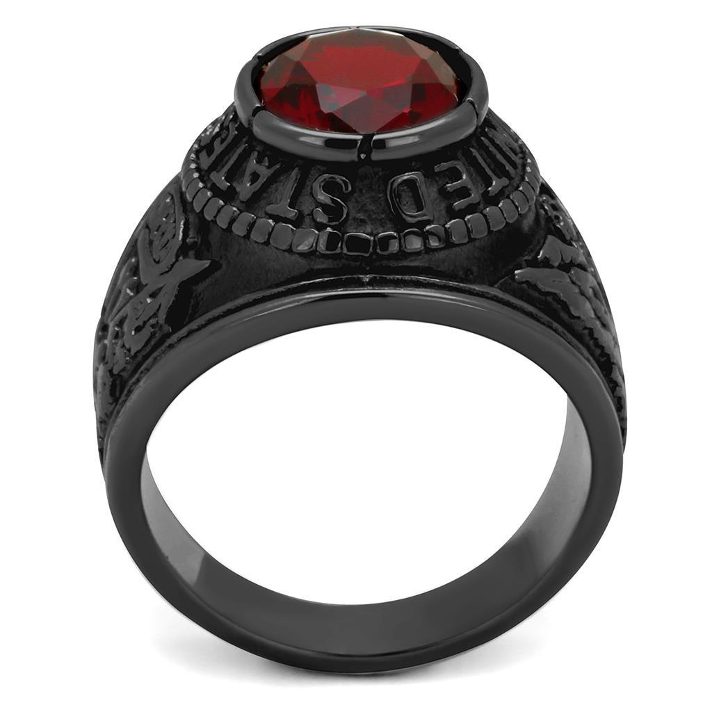 TK414706J - IP Black(Ion Plating) Stainless Steel Ring with Synthetic Synthetic Glass in Siam-3
