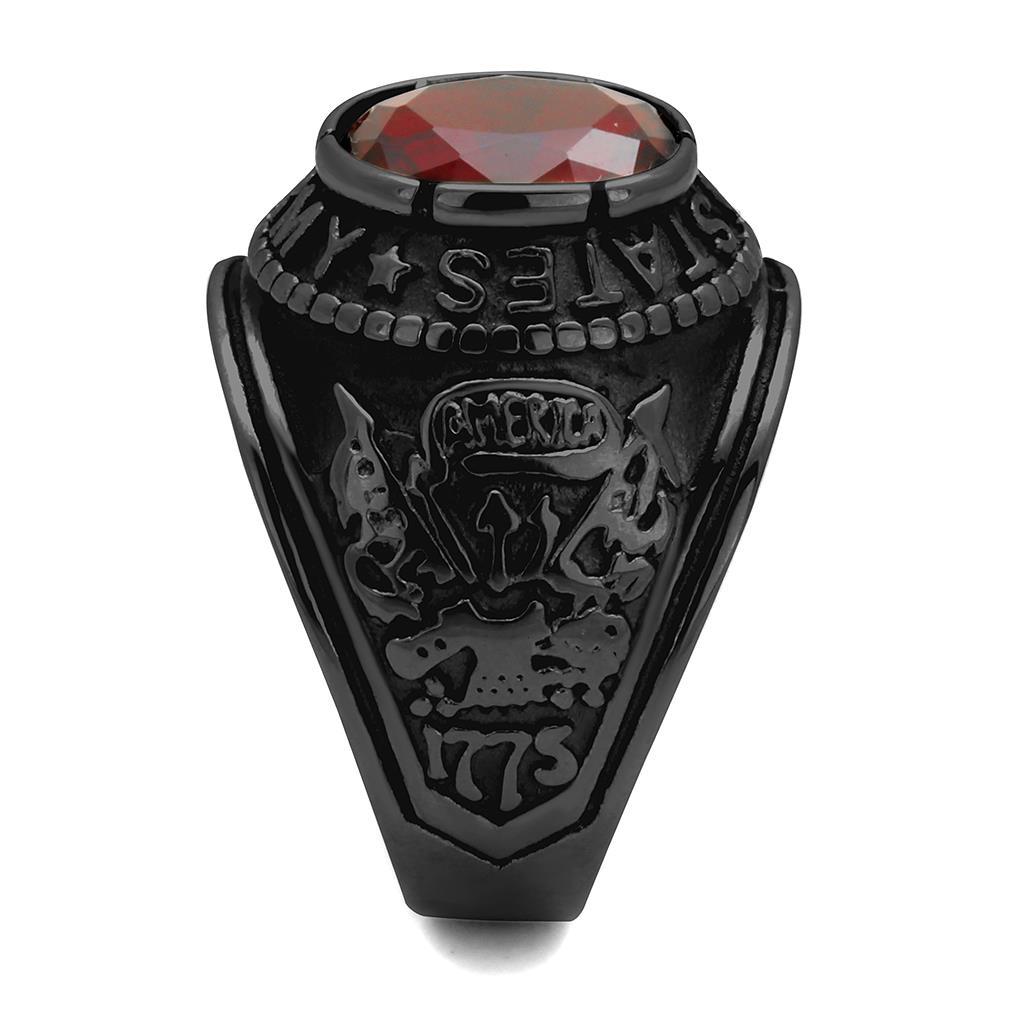 TK414706J - IP Black(Ion Plating) Stainless Steel Ring with Synthetic Synthetic Glass in Siam-4