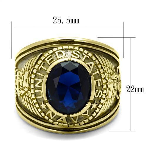 TK414707G - IP Gold(Ion Plating) Stainless Steel Ring with Synthetic Synthetic Glass in Montana-1