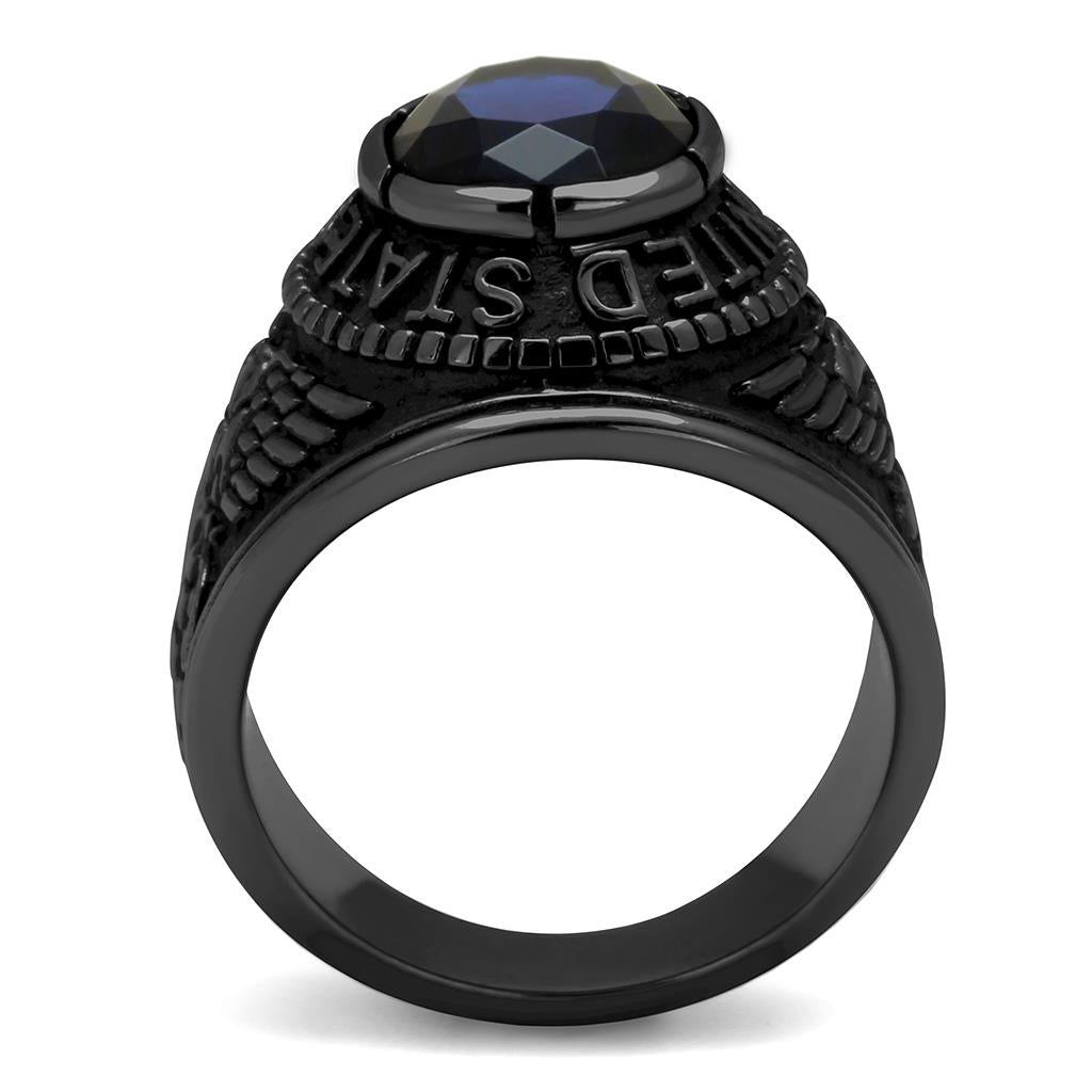 TK414707J - IP Black(Ion Plating) Stainless Steel Ring with Synthetic Synthetic Glass in Sapphire-3