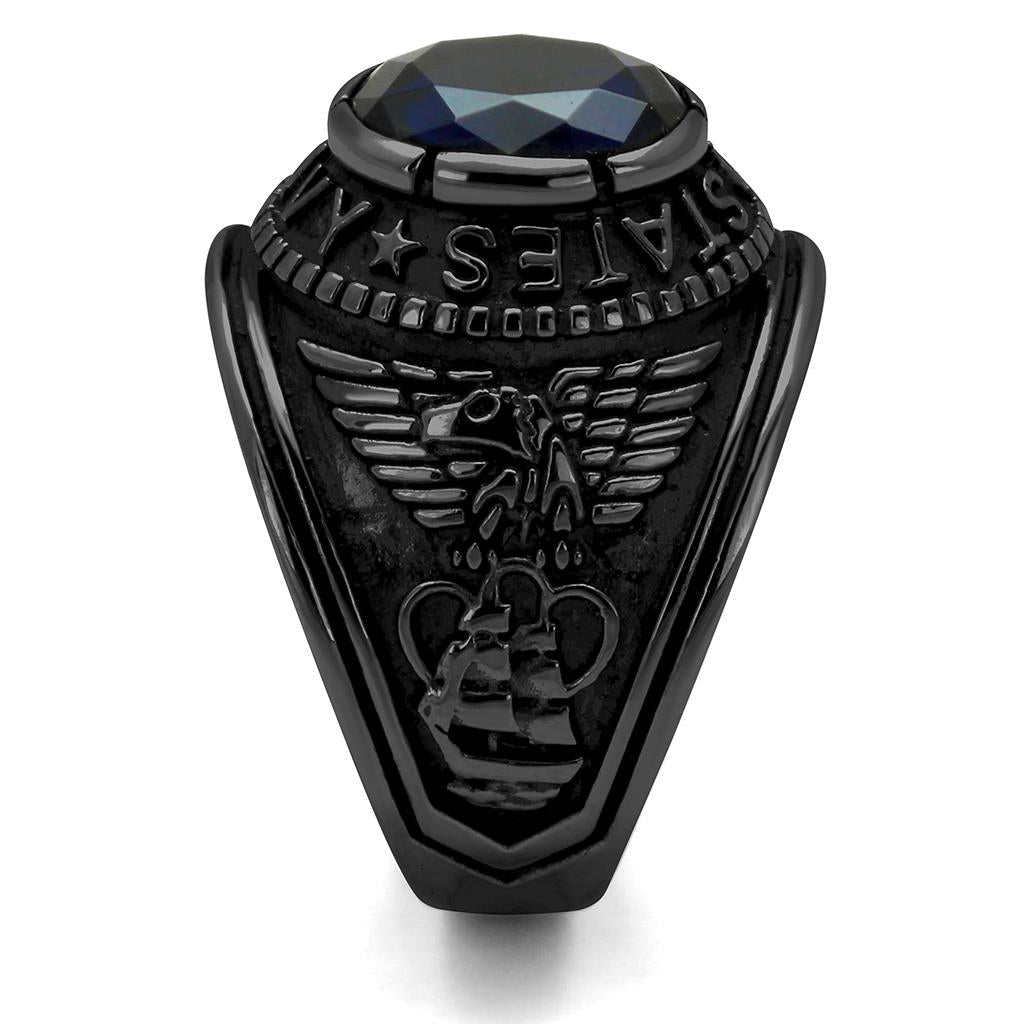 TK414707J - IP Black(Ion Plating) Stainless Steel Ring with Synthetic Synthetic Glass in Sapphire-4