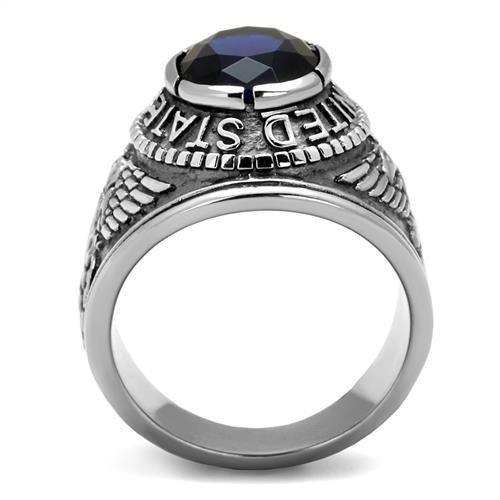 TK414707 - High polished (no plating) Stainless Steel Ring with Synthetic Synthetic Glass in Sapphire-3