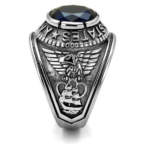 TK414707 - High polished (no plating) Stainless Steel Ring with Synthetic Synthetic Glass in Sapphire-4