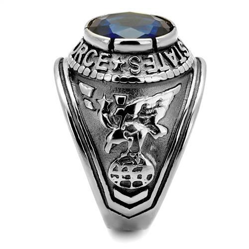 TK414708 - High polished (no plating) Stainless Steel Ring with Synthetic Synthetic Glass in Sapphire-4