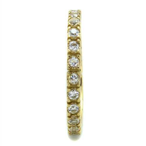 TK45202G - IP Gold(Ion Plating) Stainless Steel Ring with AAA Grade CZ  in Clear-3