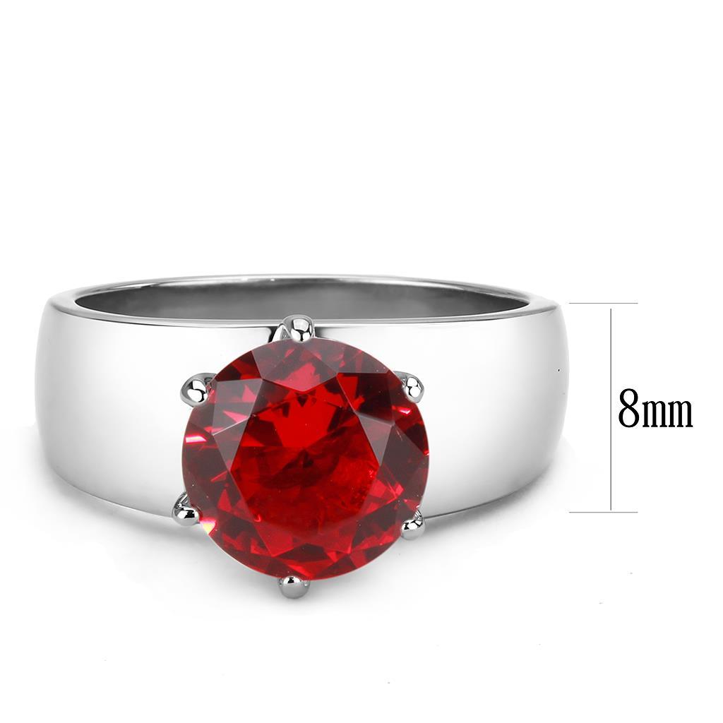 TK52007 - High polished (no plating) Stainless Steel Ring with Synthetic Synthetic Glass in Siam-1
