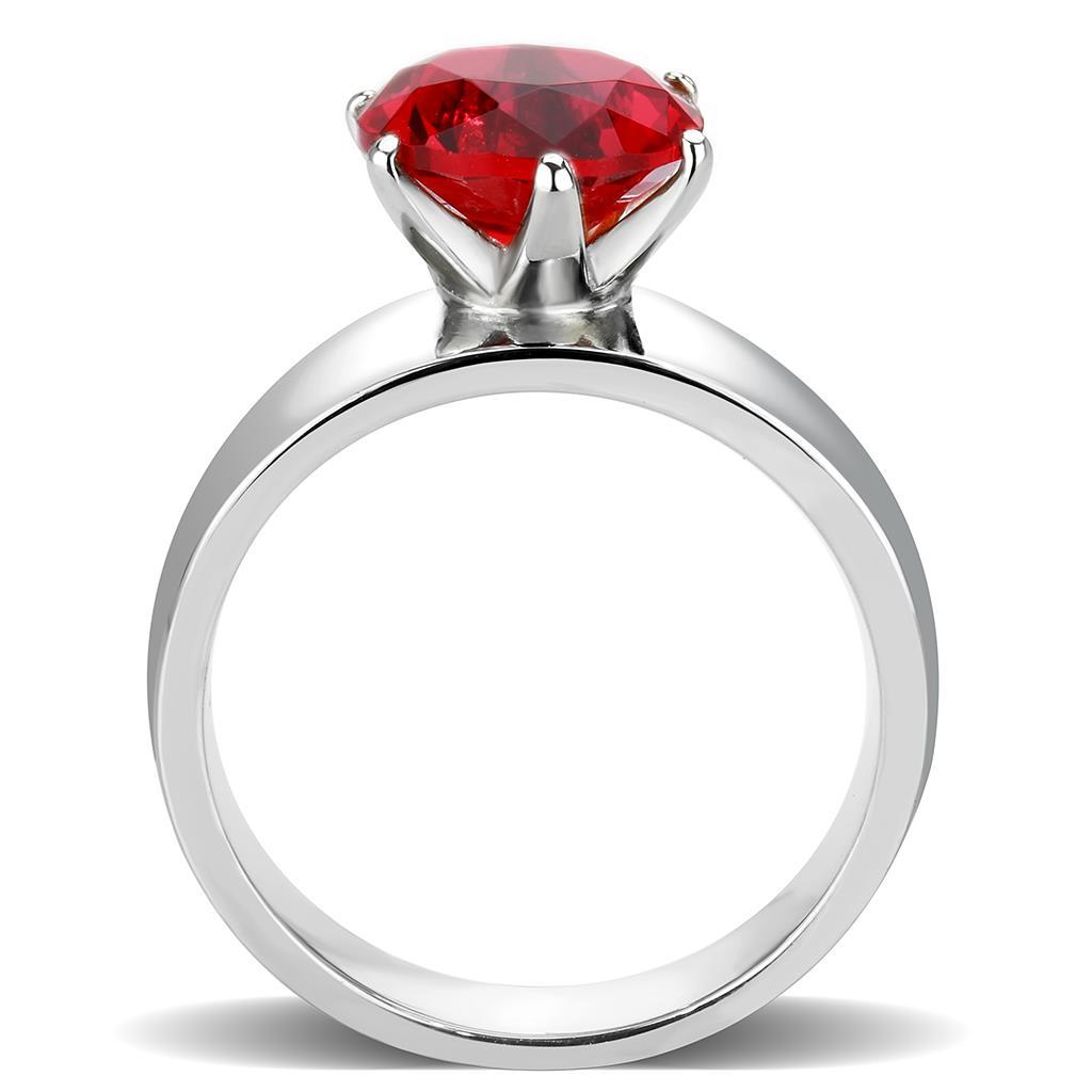 TK52007 - High polished (no plating) Stainless Steel Ring with Synthetic Synthetic Glass in Siam-2