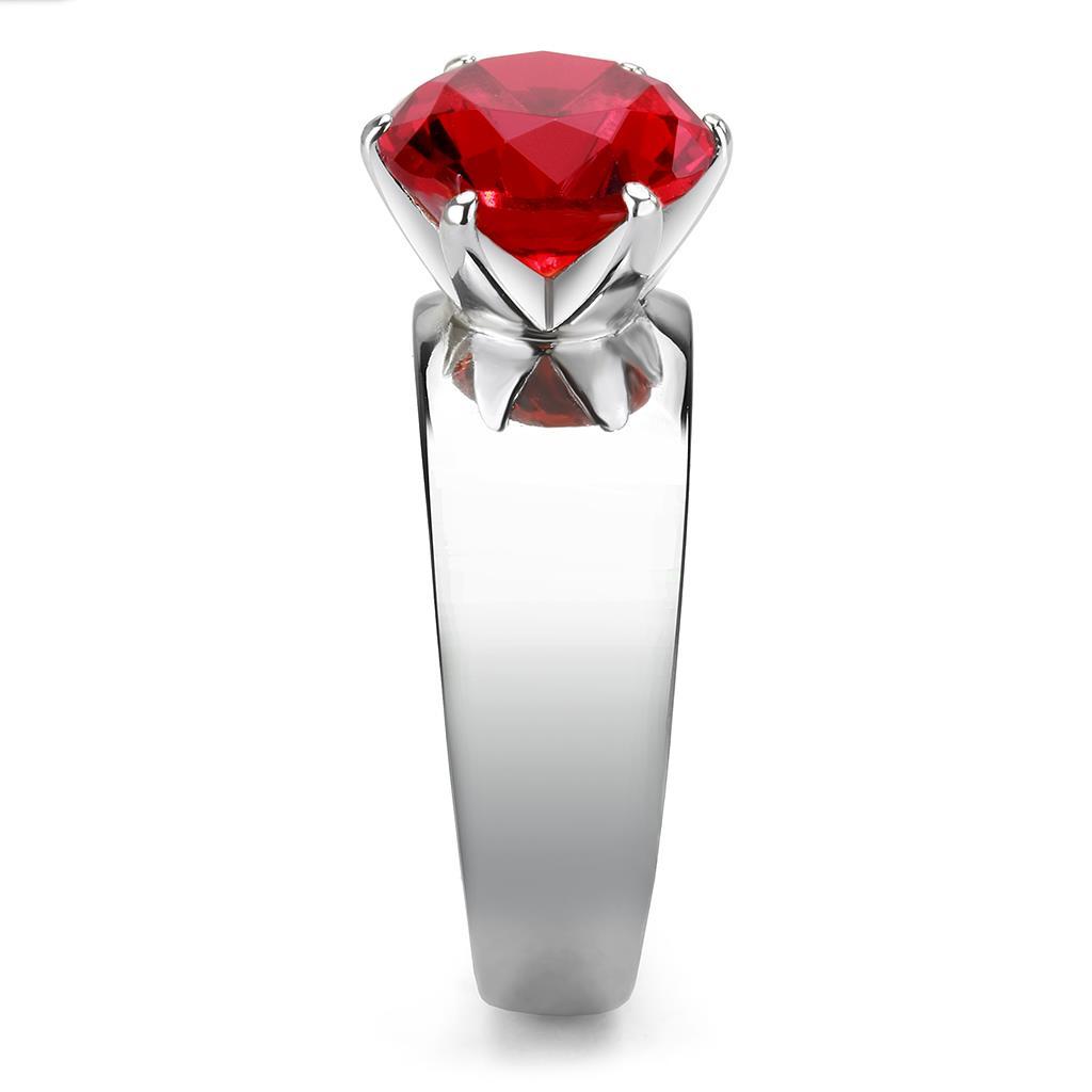 TK52007 - High polished (no plating) Stainless Steel Ring with Synthetic Synthetic Glass in Siam-3