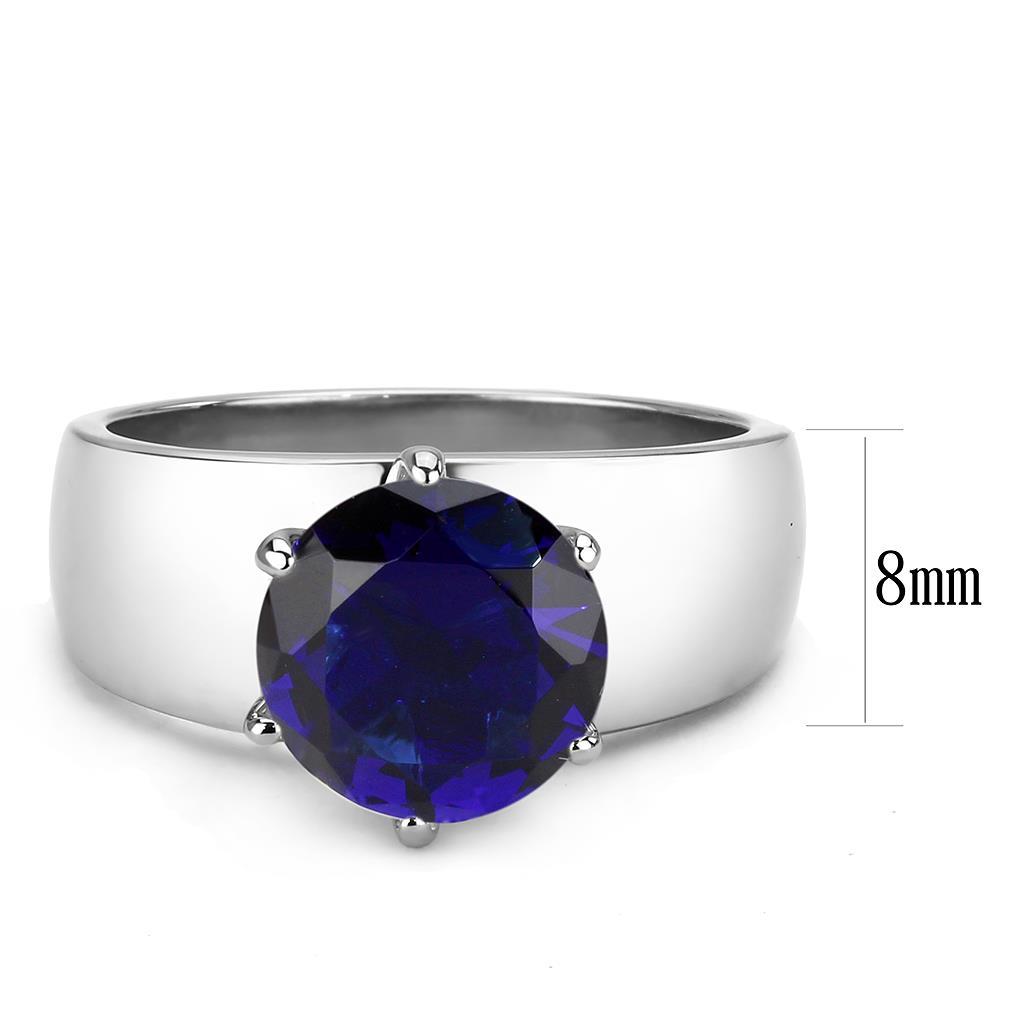 TK52009 - High polished (no plating) Stainless Steel Ring with Synthetic Synthetic Glass in Montana-1