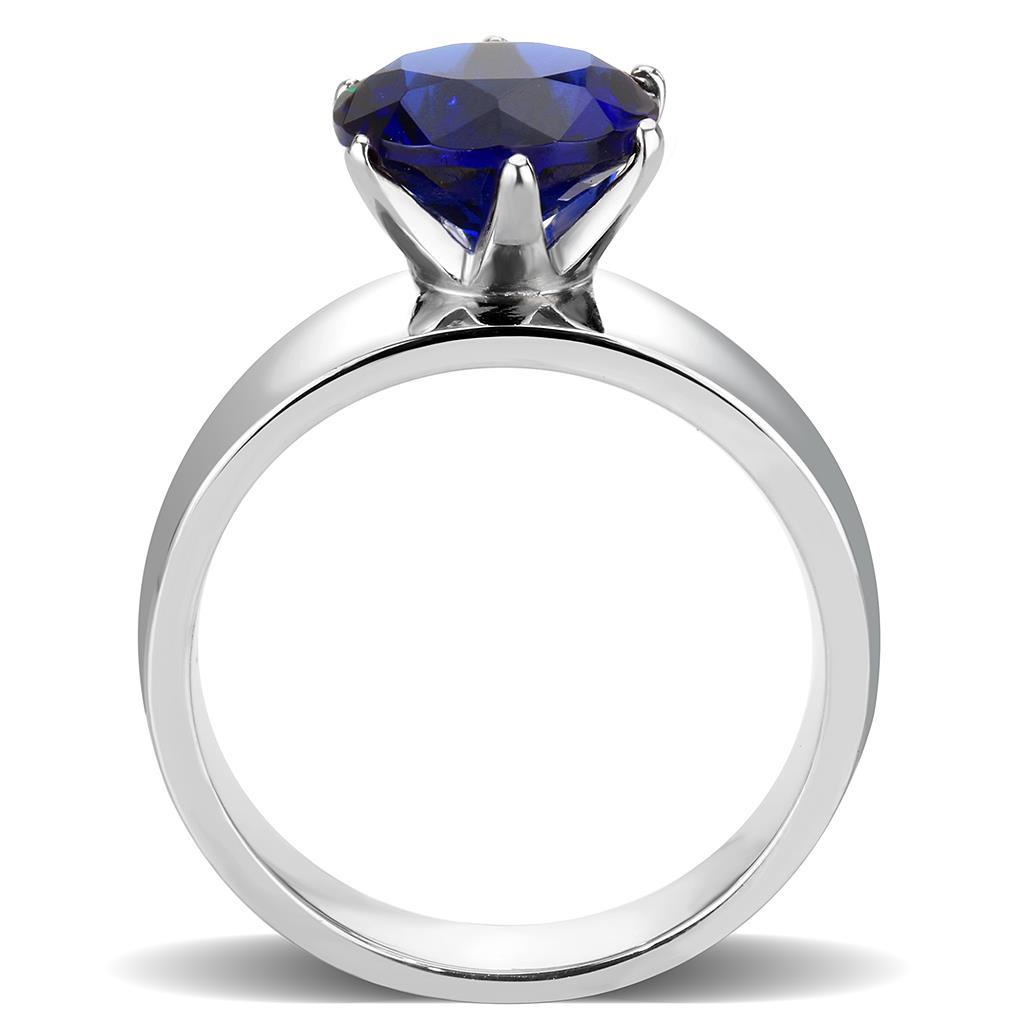 TK52009 - High polished (no plating) Stainless Steel Ring with Synthetic Synthetic Glass in Montana-2