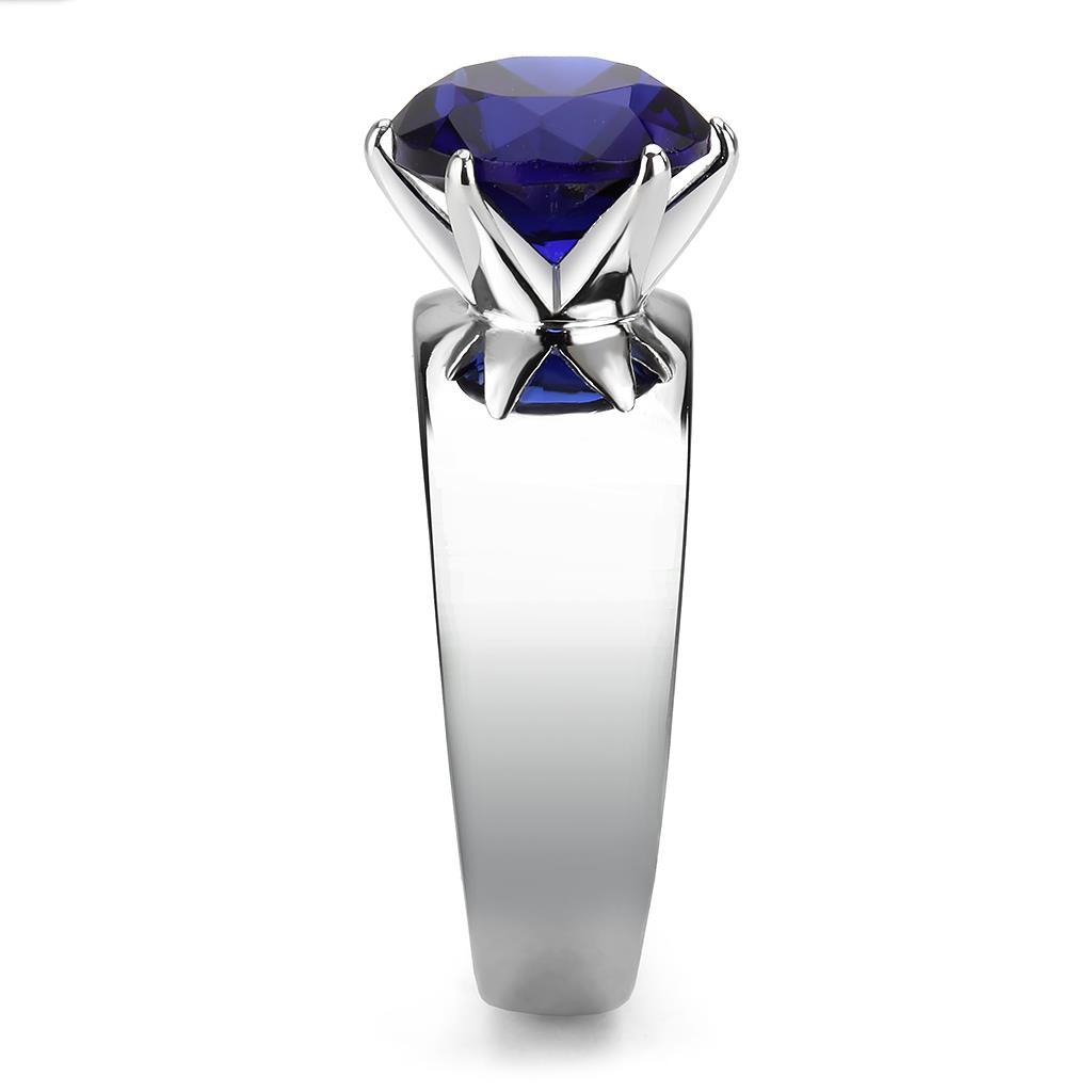TK52009 - High polished (no plating) Stainless Steel Ring with Synthetic Synthetic Glass in Montana-3