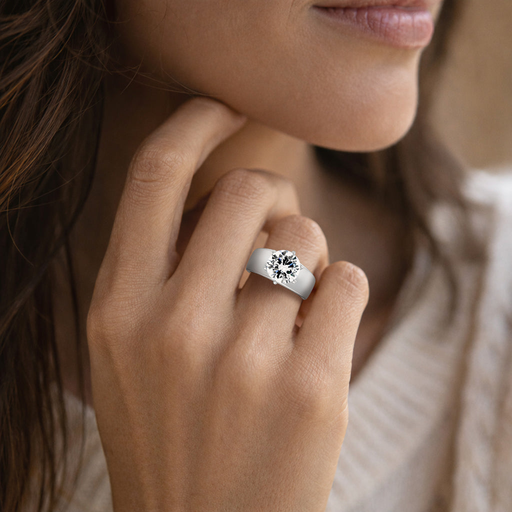 TK520 - High polished (no plating) Stainless Steel Ring with AAA Grade CZ  in Clear-4