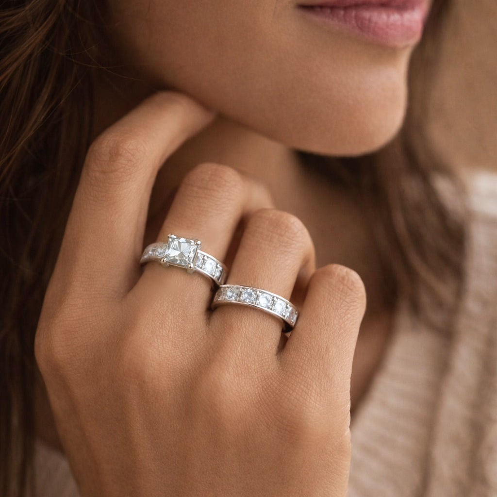 TK61206 - High polished (no plating) Stainless Steel Ring with AAA Grade CZ  in Clear-4
