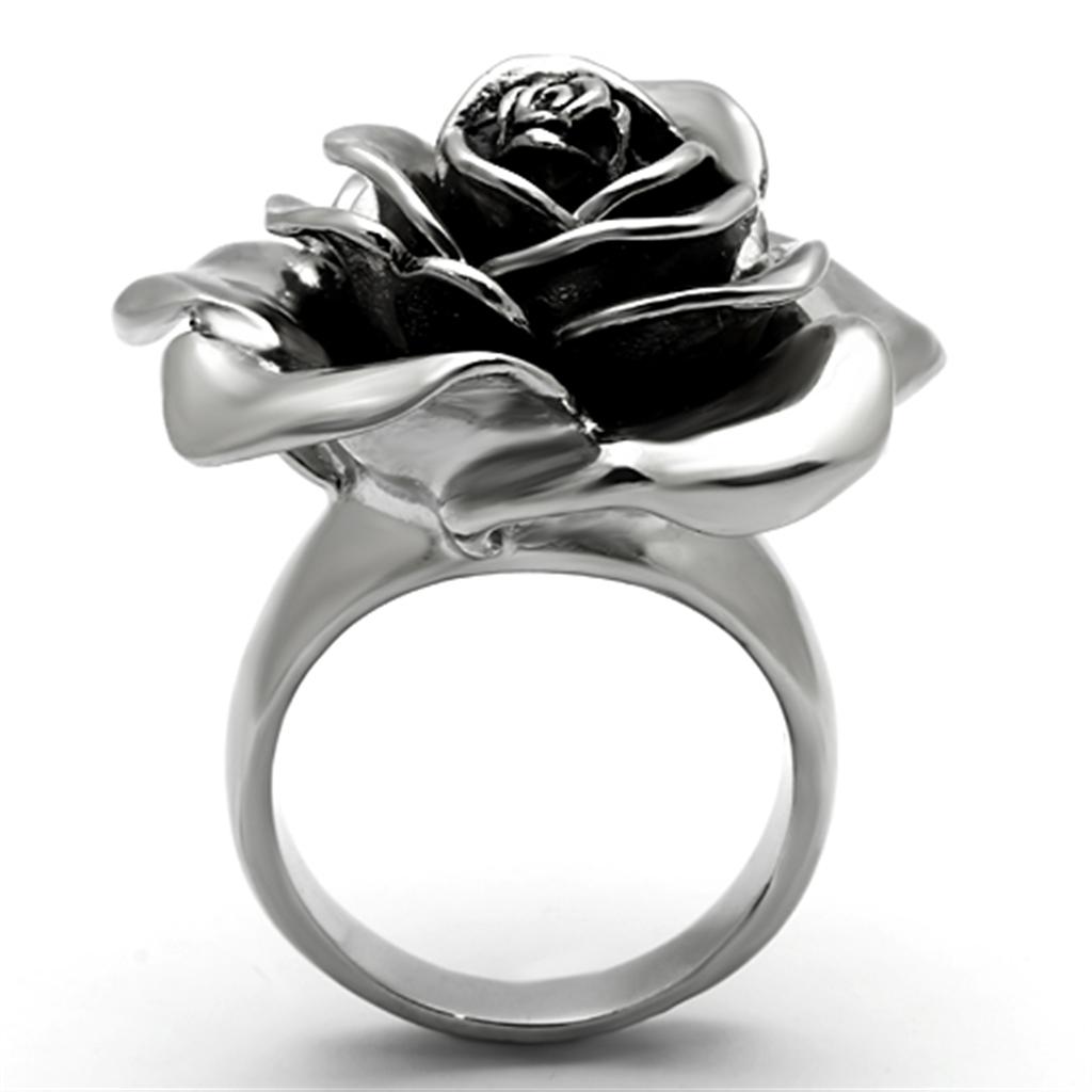 TK923 - High polished (no plating) Stainless Steel Ring with Epoxy  in Jet-2