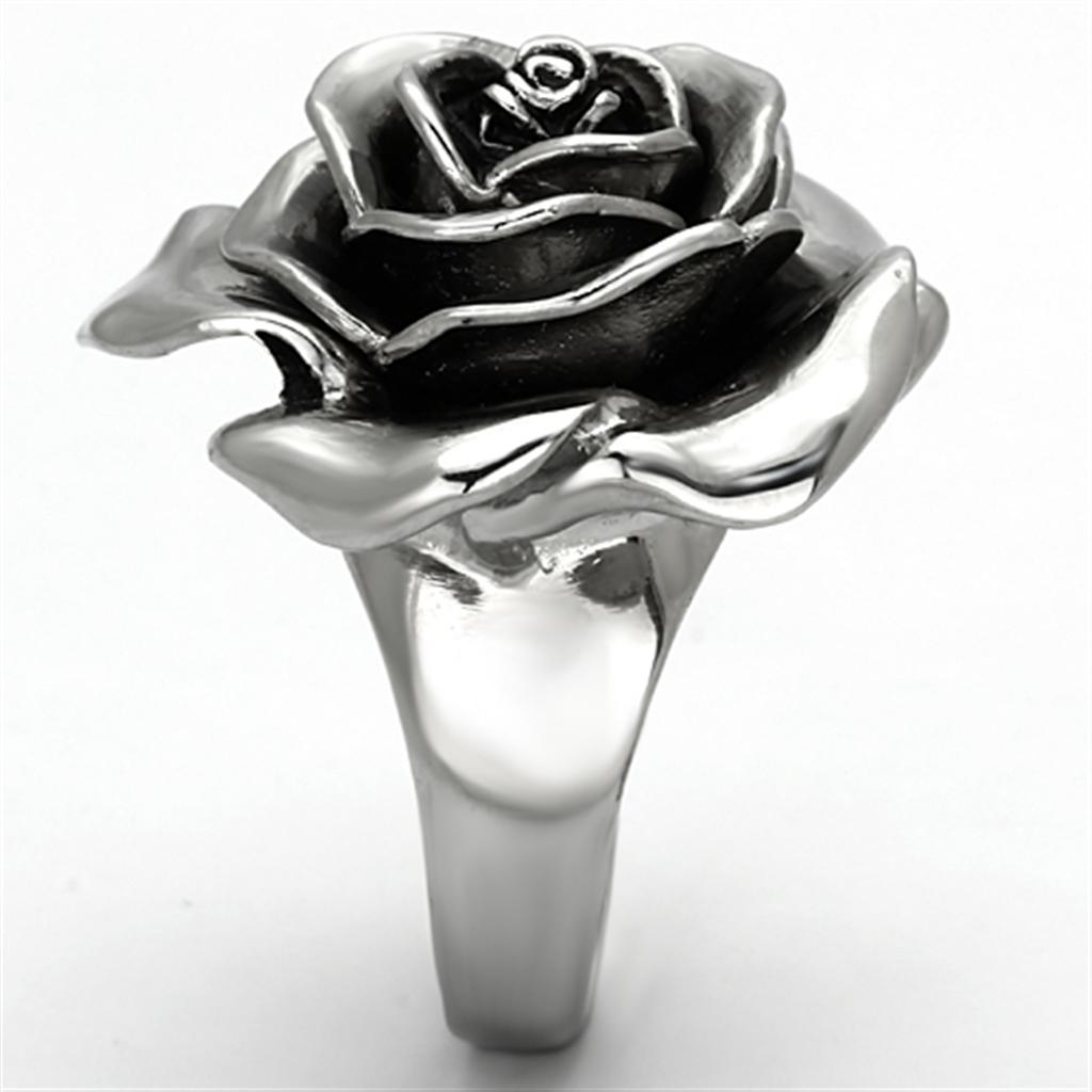 TK923 - High polished (no plating) Stainless Steel Ring with Epoxy  in Jet-3