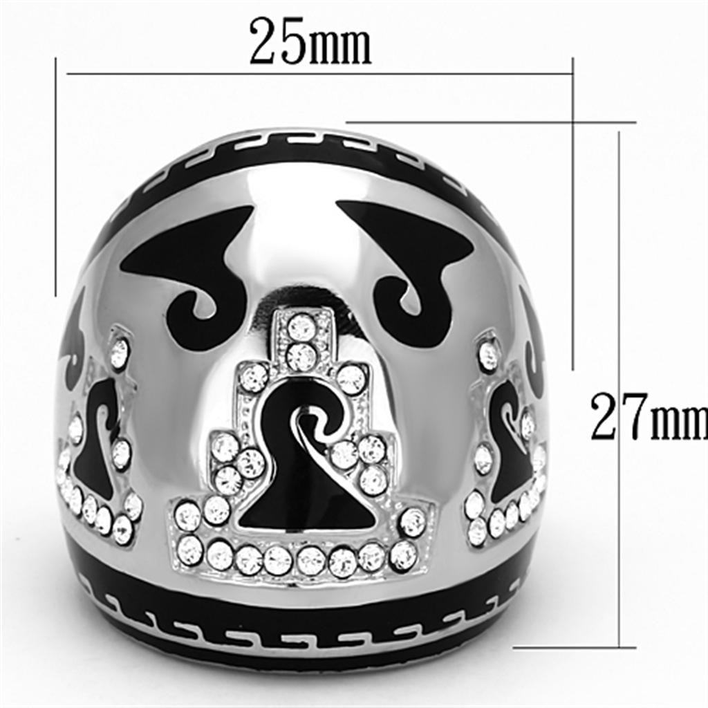 TK928 - High polished (no plating) Stainless Steel Ring with Top Grade Crystal  in Clear-1