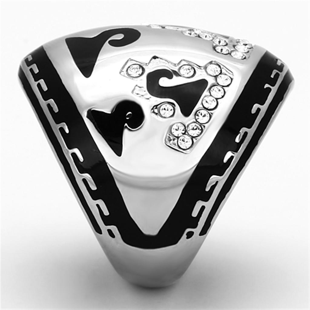 TK928 - High polished (no plating) Stainless Steel Ring with Top Grade Crystal  in Clear-3
