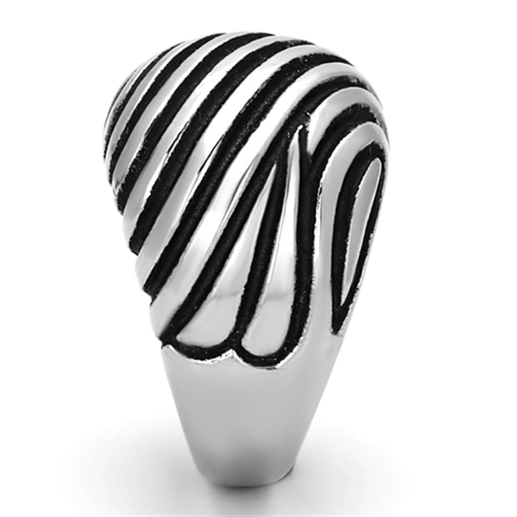 TK929 - High polished (no plating) Stainless Steel Ring with Epoxy  in Jet-3