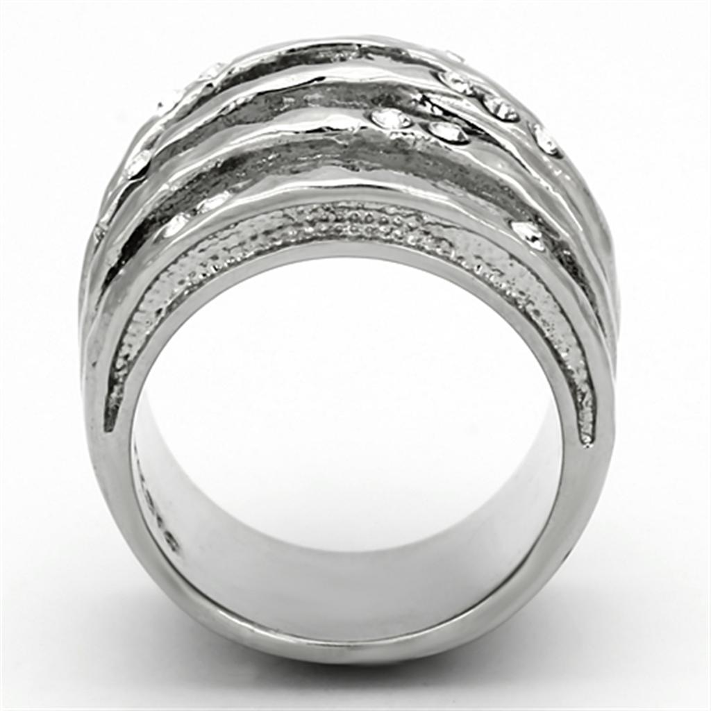 TK937 - High polished (no plating) Stainless Steel Ring with Top Grade Crystal  in Clear-2